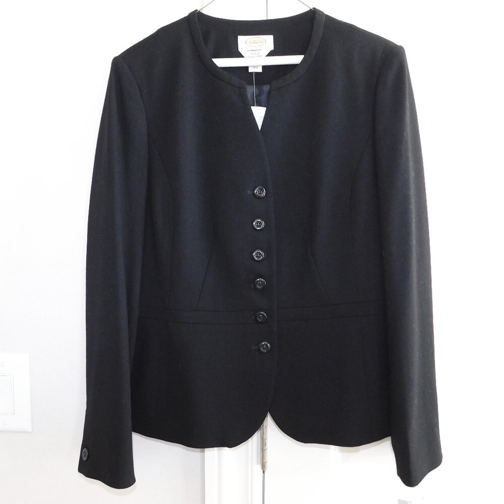 Talbots Black Blazer Size 12 Petite Made of Italian Fabric NWT$198